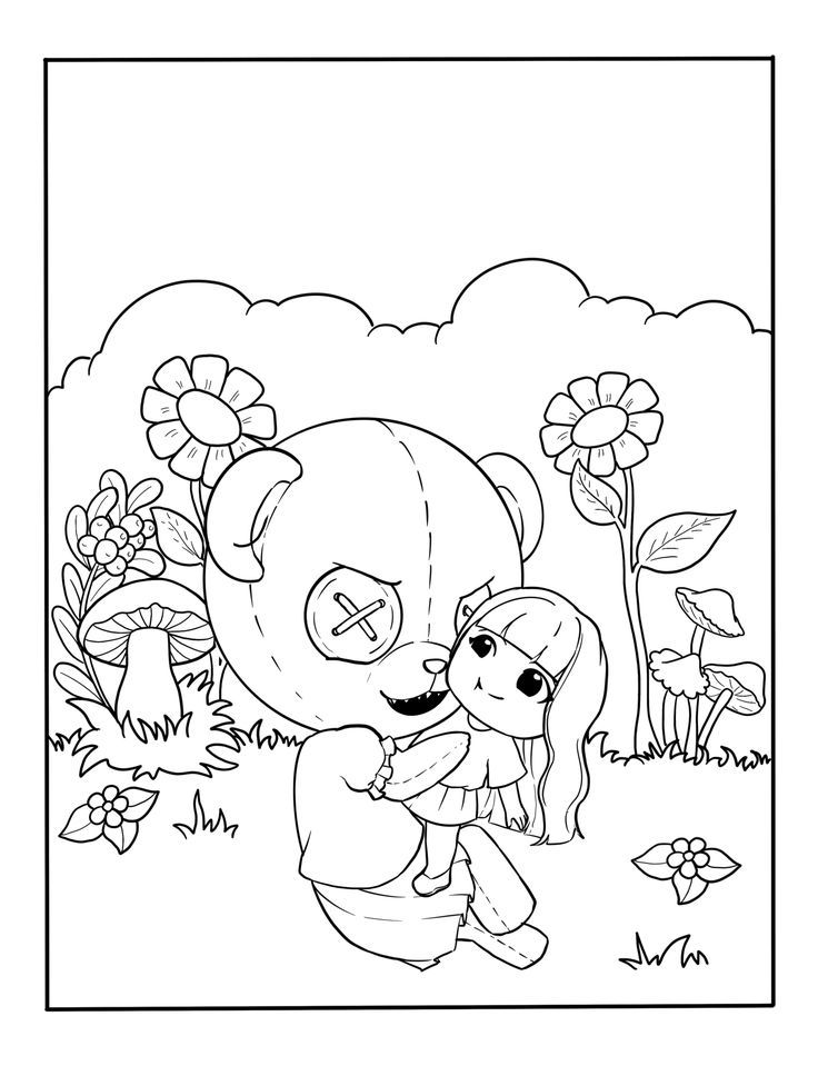 Cute pastel goth art coloring book art bunny coloring pages free coloring pages