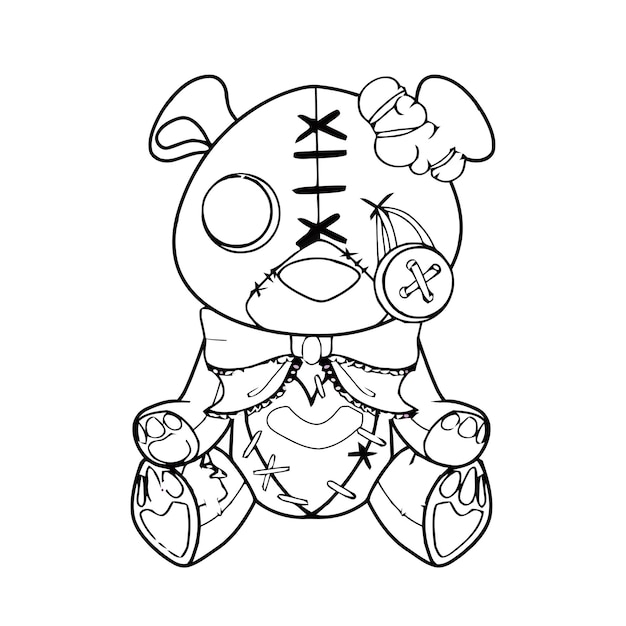 Premium vector pastel goth and creepy kawaii coloring page