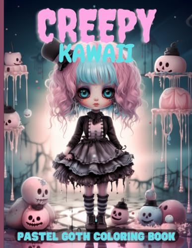 Creepy kawaii pastel goth coloring book cute horror spooky gothic coloring pages for adults by balioo artwork