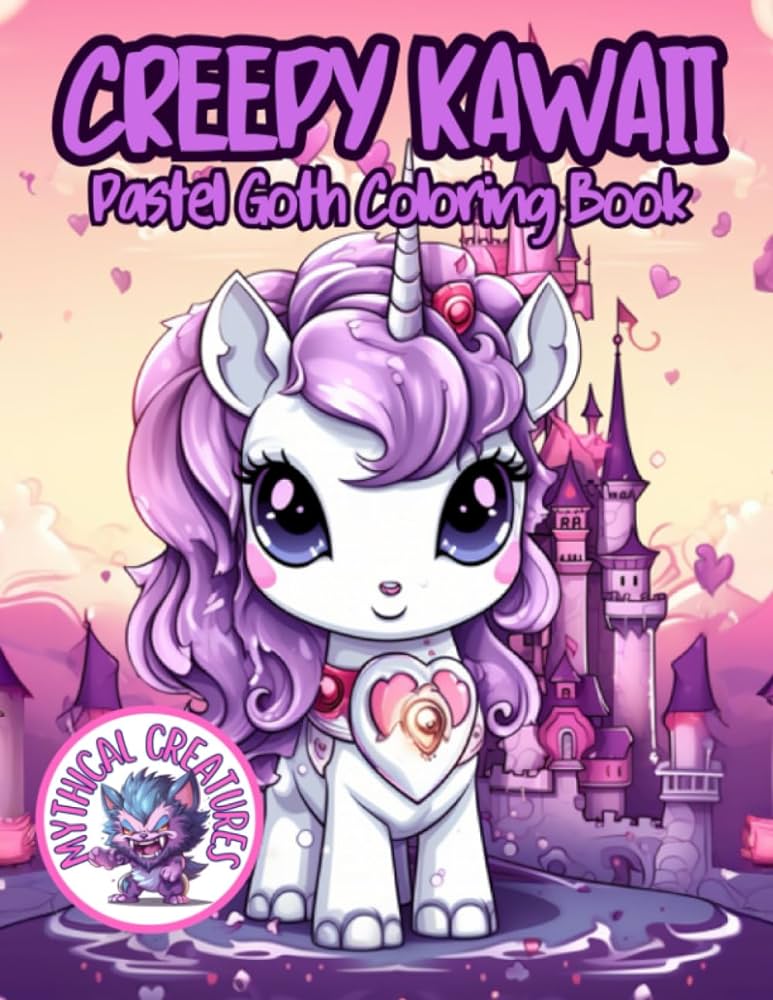 Creepy kawaii pastel goth coloring book cute mythical creatures coloring pages for adults bold and easy large print coloring book creepy kawaii coloring books pastel goth shores jenna books