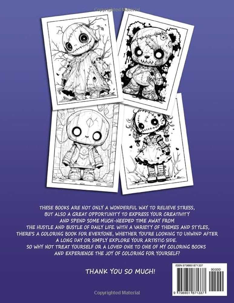 Horror toys creepy kawaii loring book spooky and cute pastel goth illustrations gothic anime cartoon for adults and teens for relaxation and stress relief kawaii adorable cute loring book nguyen