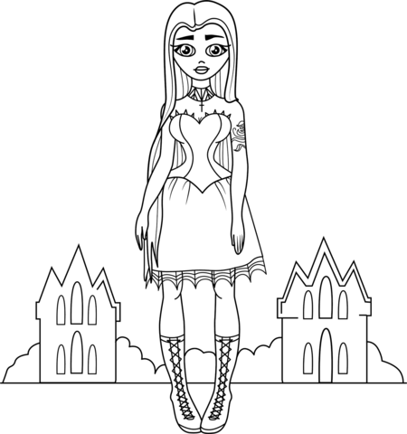 Goth girl coloring page free printable coloring pages