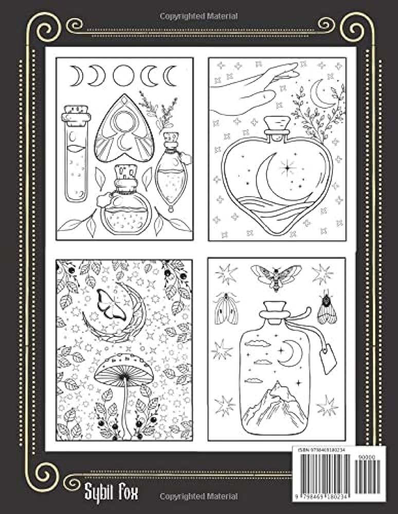 Witchy coloring book for adults modern witch coloring pages gothic magil witchcraft art with potions book of shadows celestial moon magic crystals spells herbs halloween wic or wicn occult objects