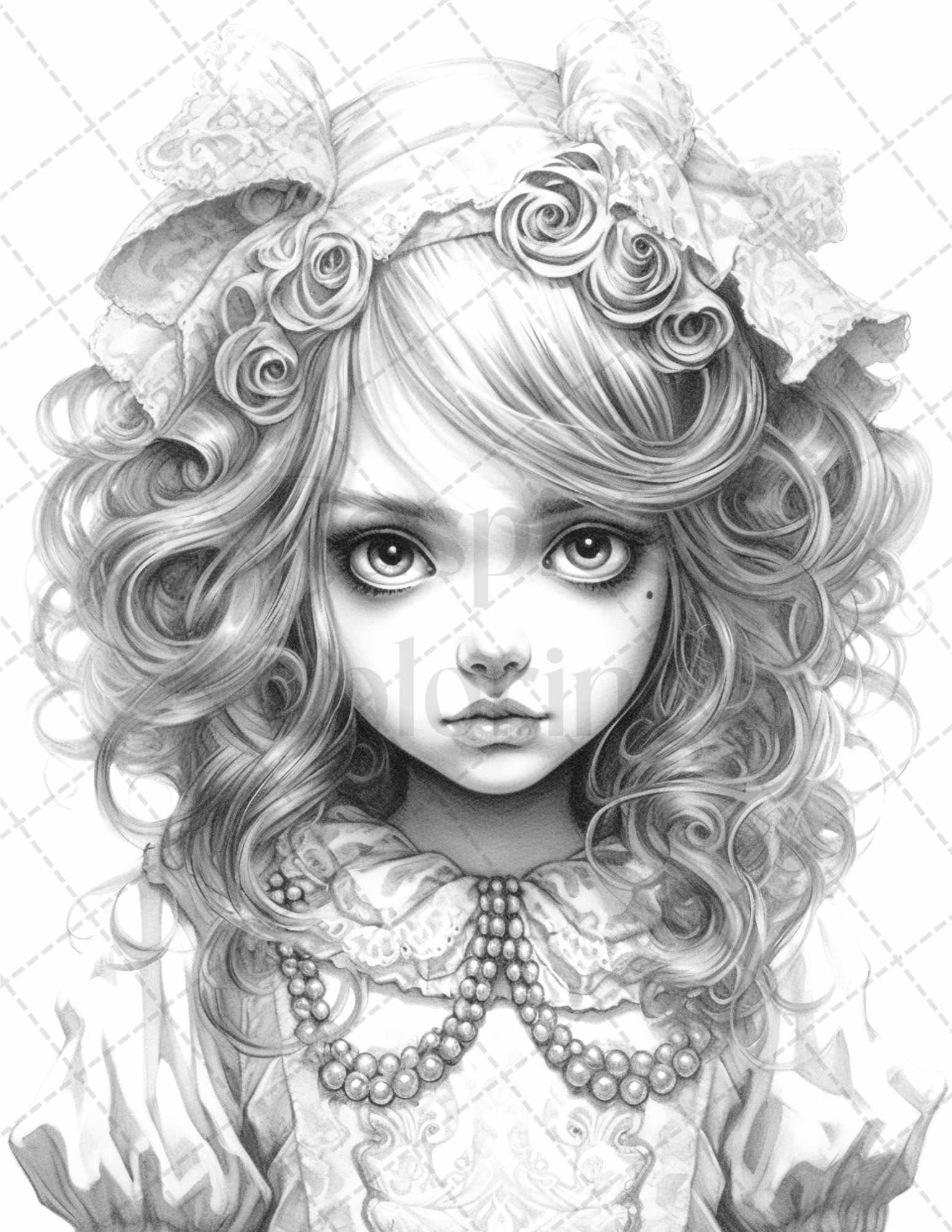 Adorable gothic girls grayscale coloring pages printable for adults â coloring