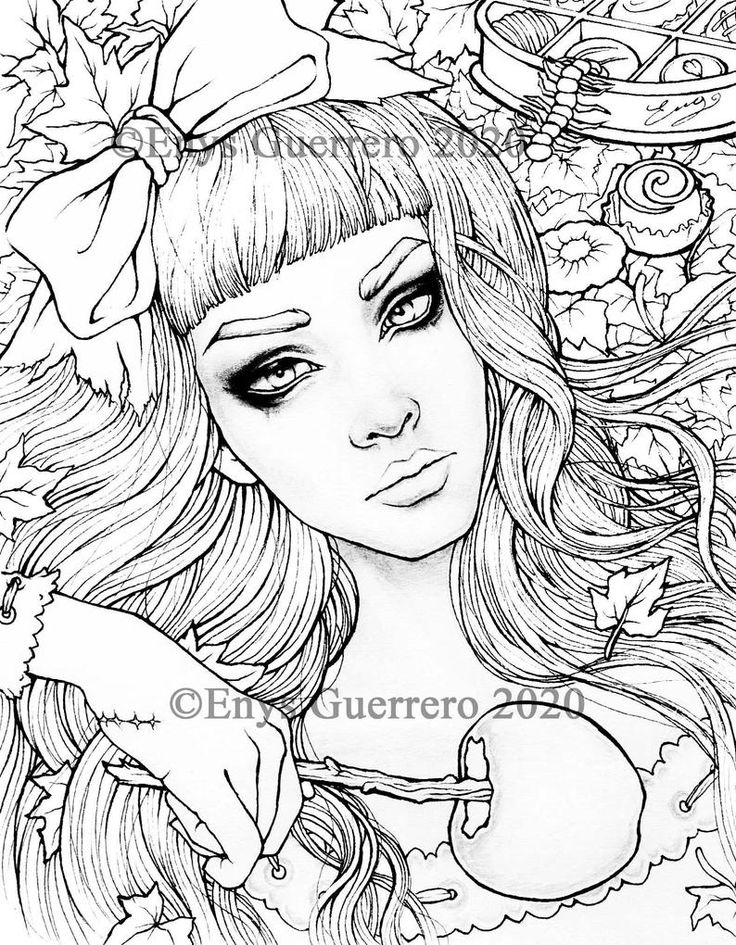 Autumn in candy land coloring page goth fantasy printable download jpg by enys guerrero