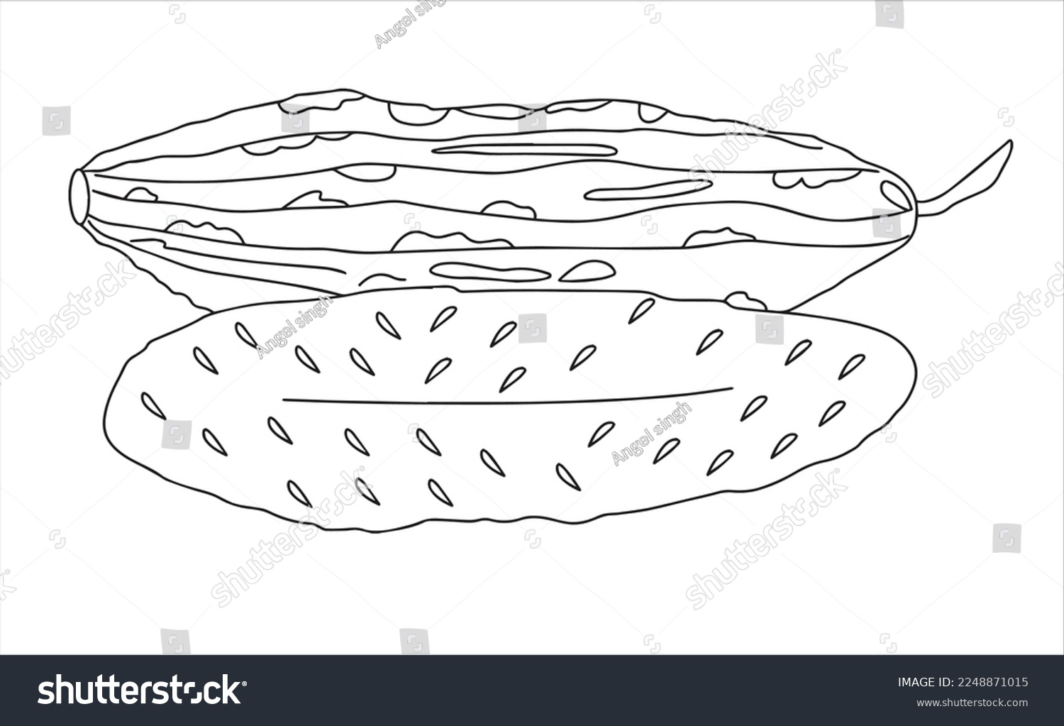 Cute cartoon bitter gourd coloring page stock vector royalty free
