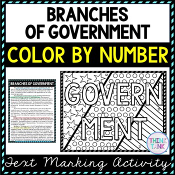 Branches of government color by number reading passage