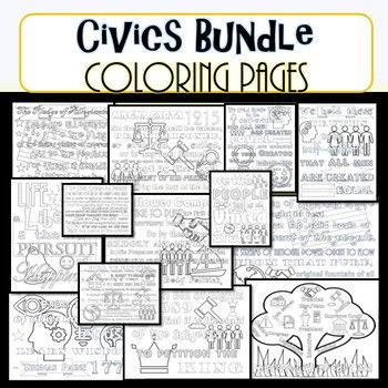 Civics coloring pages doodle notes growing bundle of eoc review civics quote coloring pages coloring pages
