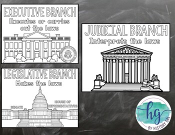 Free branches of government coloring pages by history gal tpt