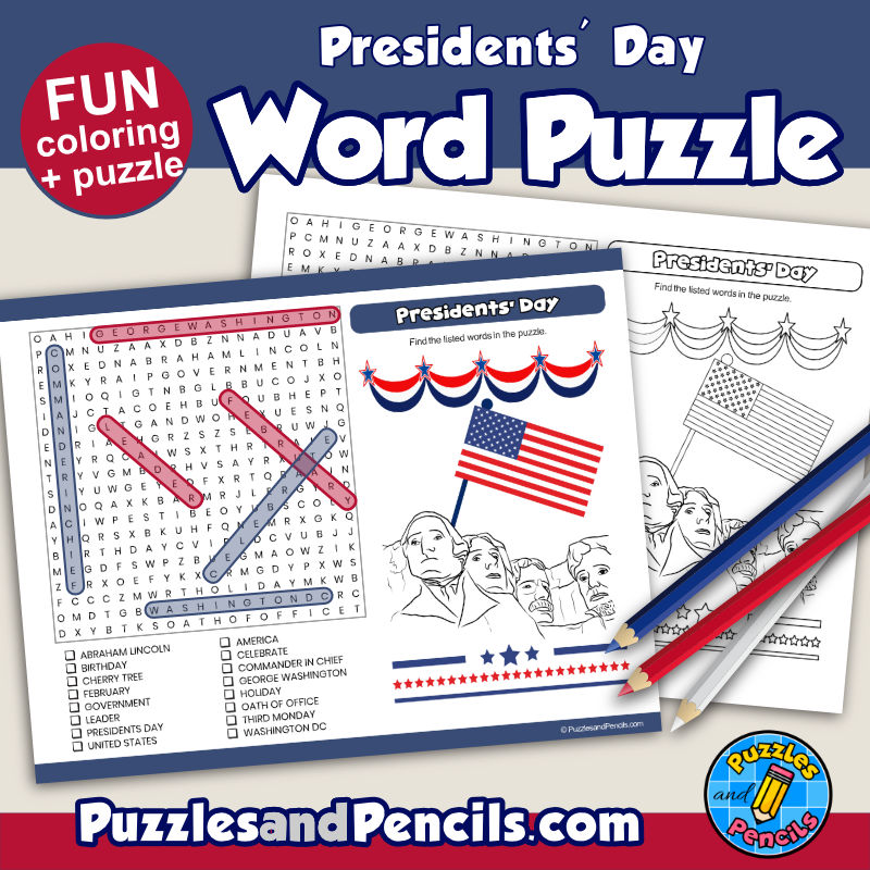 Presidents day word search puzzle activity page february wordsearch made by teachers