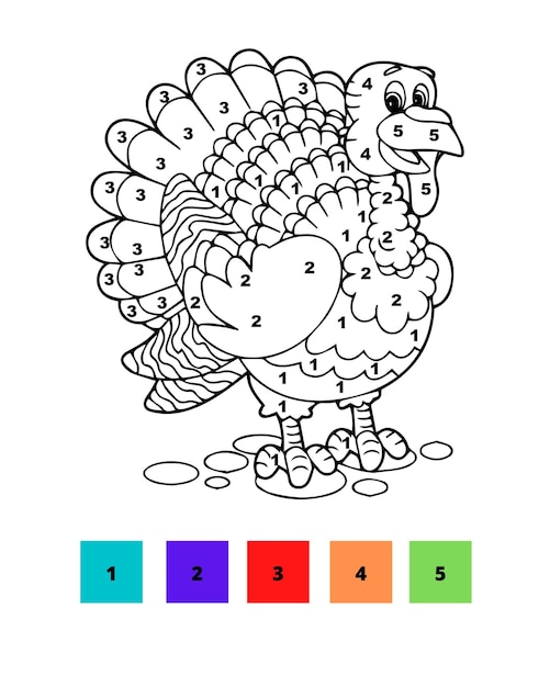Premium vector thanksgiving coloring pages color by number thanksgiving