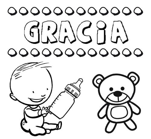 Dibujo del nombre gracia para colorear pintar e imprimir