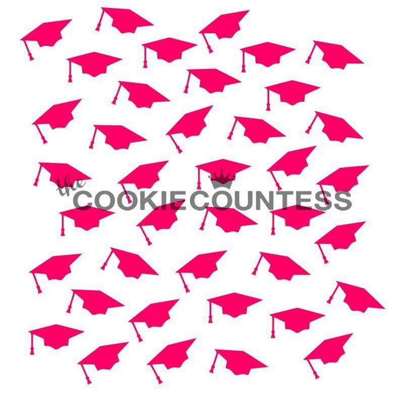 Graduation caps stencil â the cookie countess