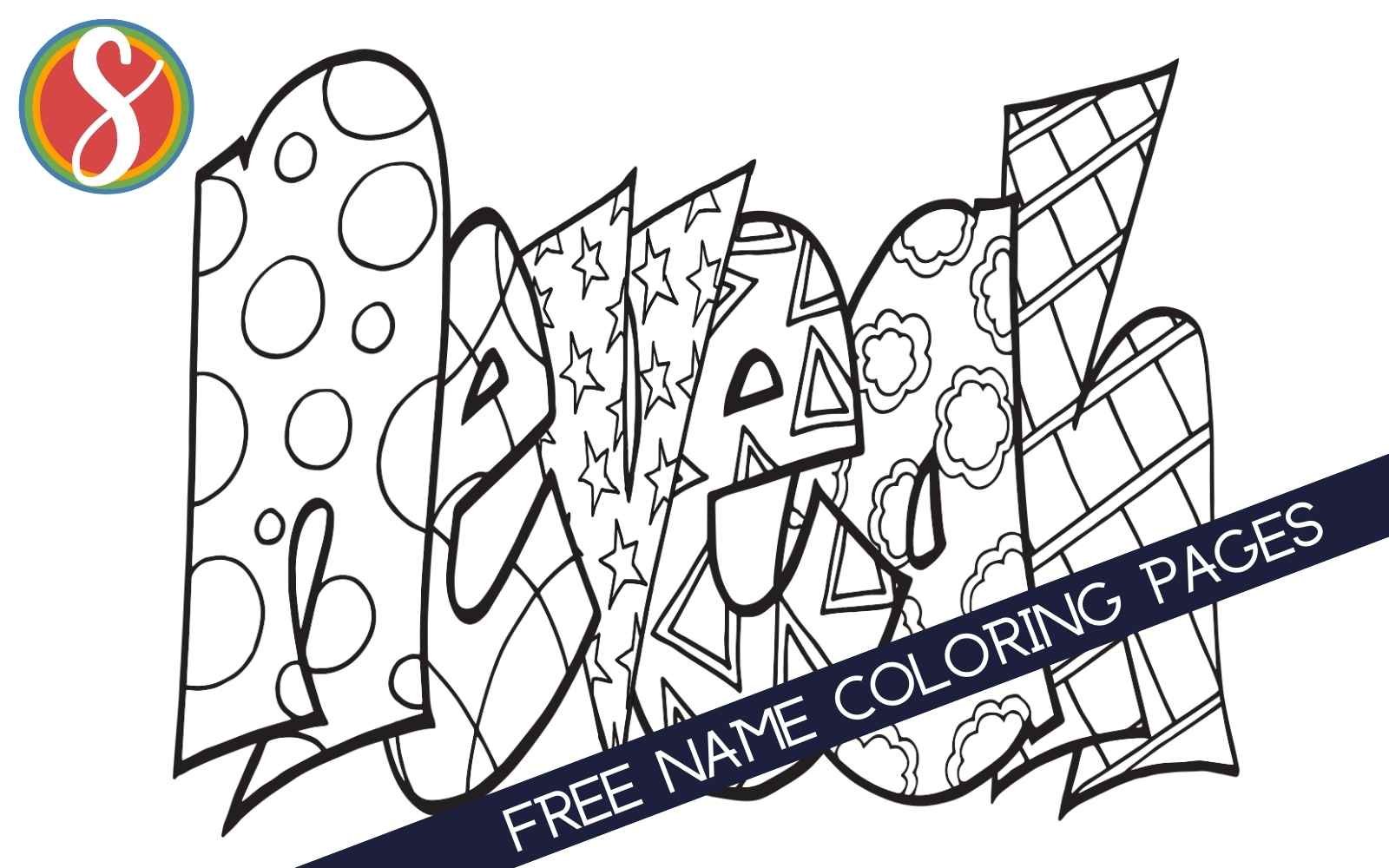 Free name coloring pages â stevie doodles