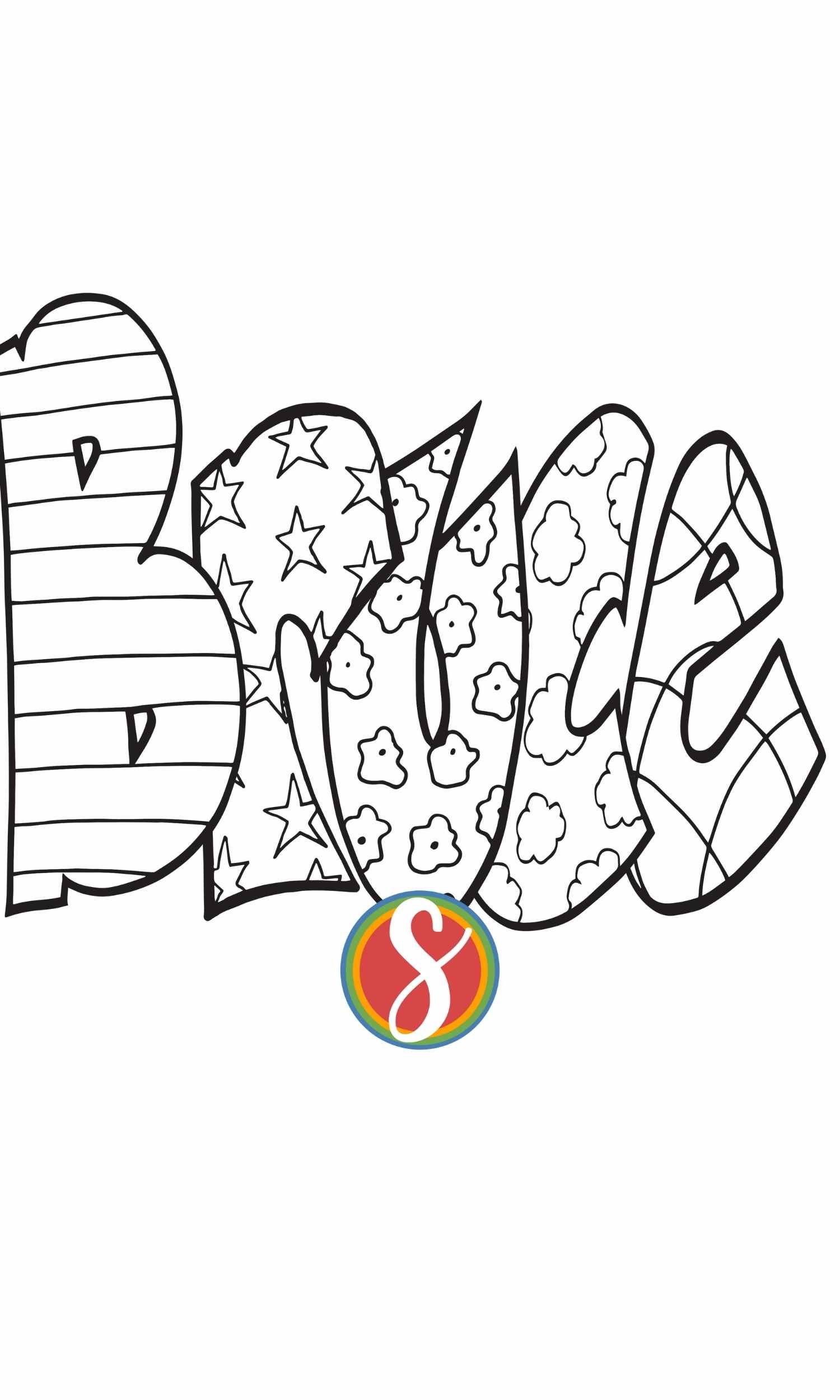 Bruce free name coloring page â stevie doodles