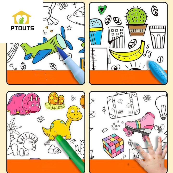 Ptouts early educational toys adhensive coloring toys kids gift drawing sticker art wall sticker graffiti scrolls blank coloring pages children drawing roll color filling paper scroll childrens drawing scroll