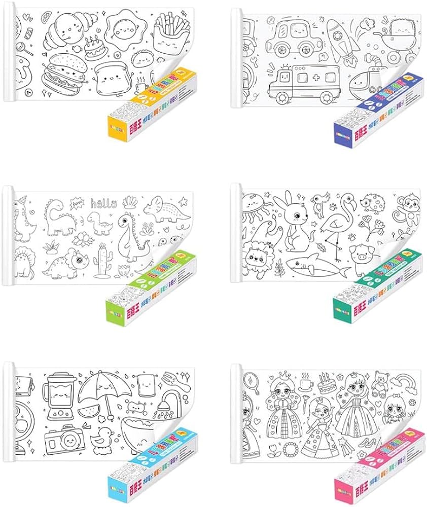 Home decoration childrens drawing roll coloring paper roll for kids diy color filling graffiti sticky paper wall coloring pages childrens toys color pcs size one