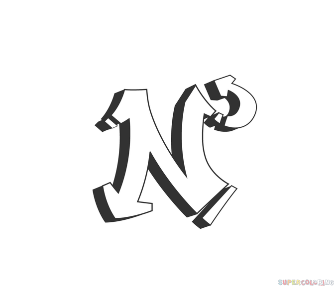 How to draw a wildstyle letter n step by step drawing tutorials