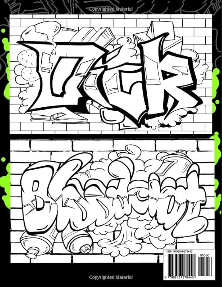 Swear word graffiti coloring book graffiti coloring book with swear words curse words âxâ cool adult street art graffiti coloring book udo kazy books