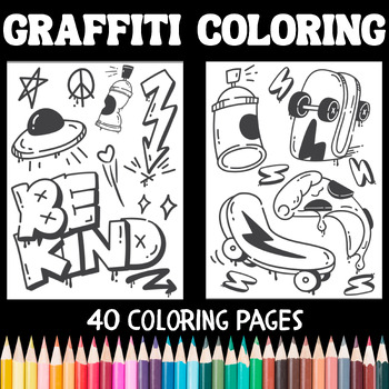 Graffiti coloring pages by teachers helper tpt