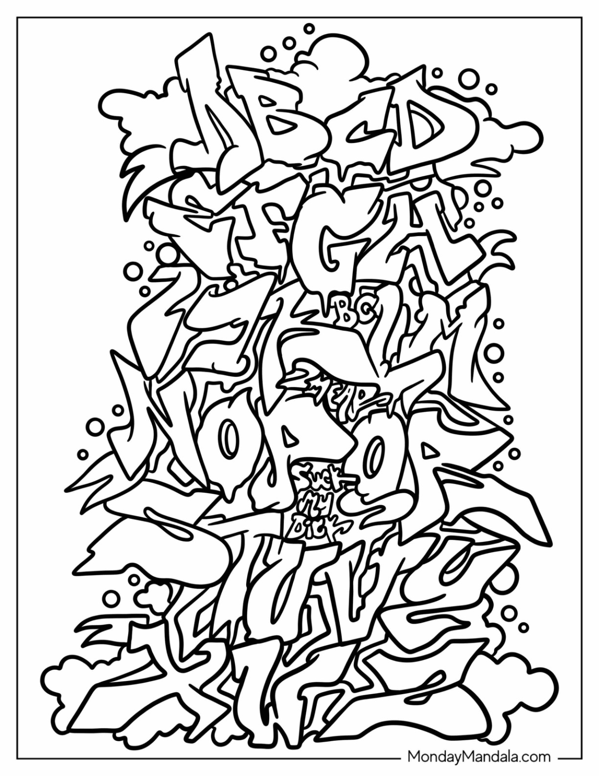 Graffiti coloring pages free pdf printables