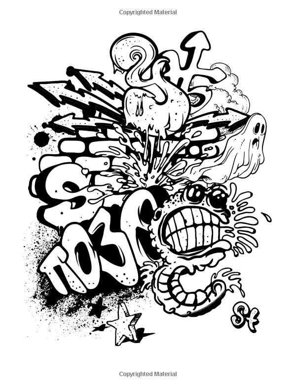 Graffiti coloring books for adults illustrated graffiti designs graffiti drawing detailed coloring pages funny coloring book