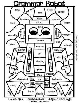 Parts of speech grammar coloring worksheets parts of speech worksheets part of speech grammar parts of speech