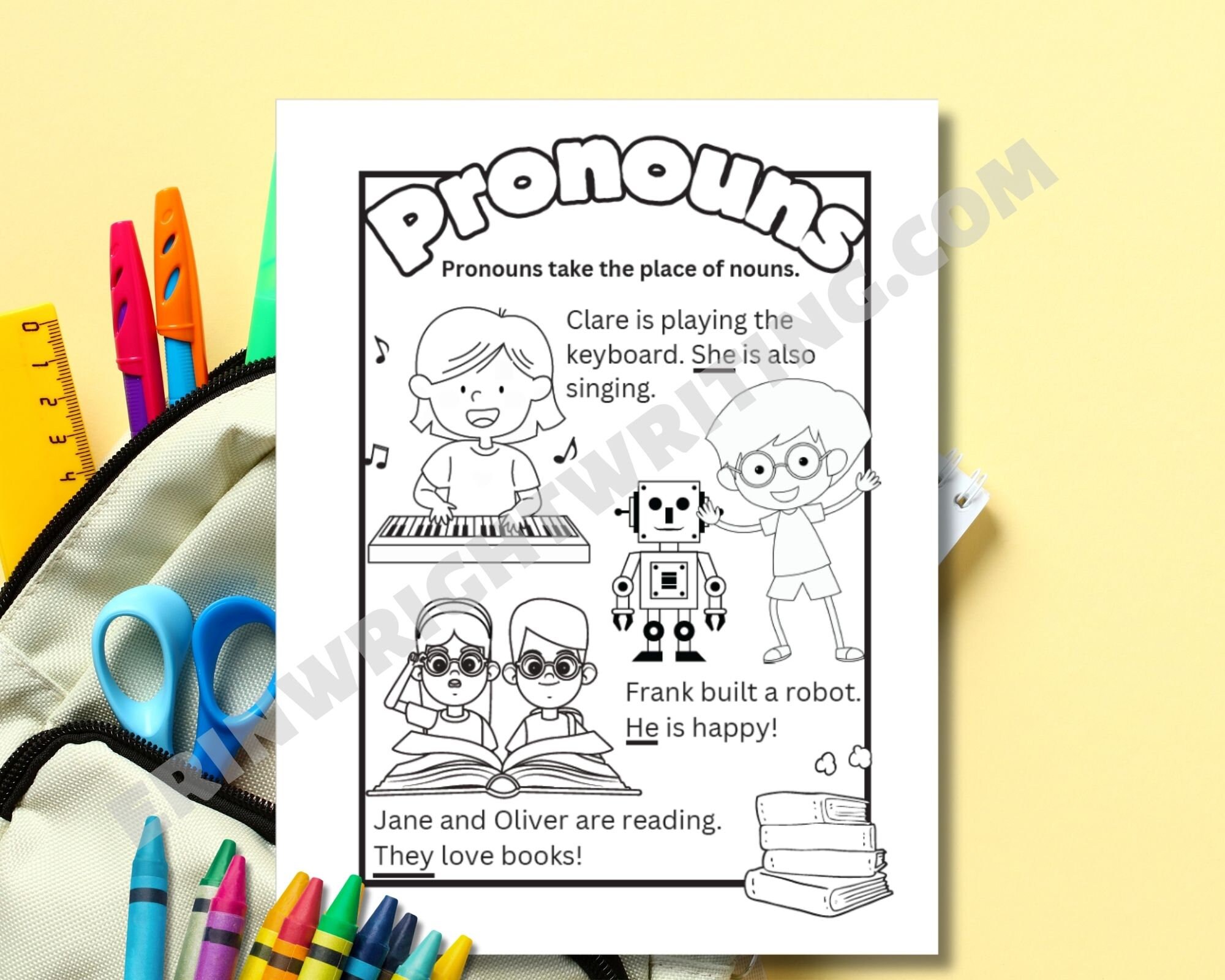 Kids grammar coloring sheets nouns coloring sheet verbs coloring sheet summer learning coloring sheets homeschooling coloring sheets
