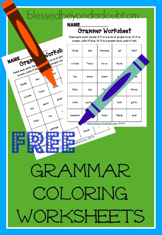 Free grammar and coloring worksheets