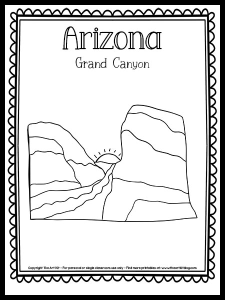 Arizona grand canyon coloring page free printable â the art kit