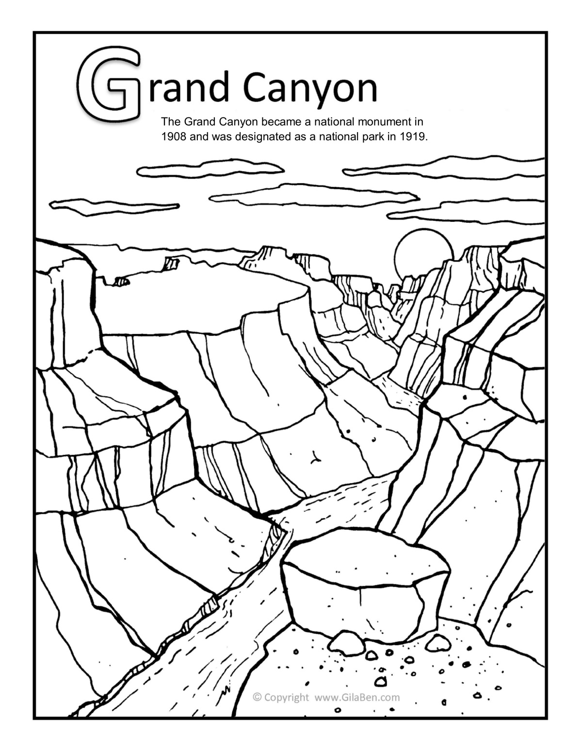 Grand canyon coloring page
