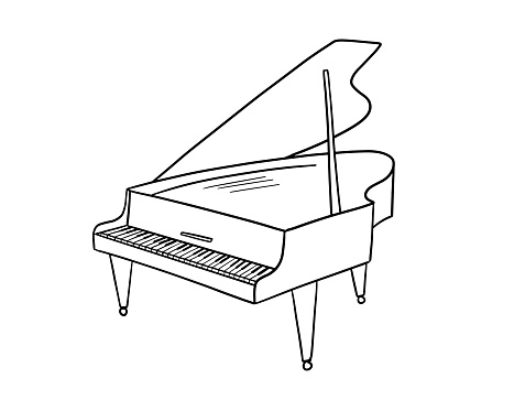 Grand piano vector doodle outline illustration musical instrument stock illustration