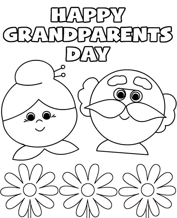 Grandparents day card colorg page flowers happy grandparents day grandparents day cards grandparents day crafts