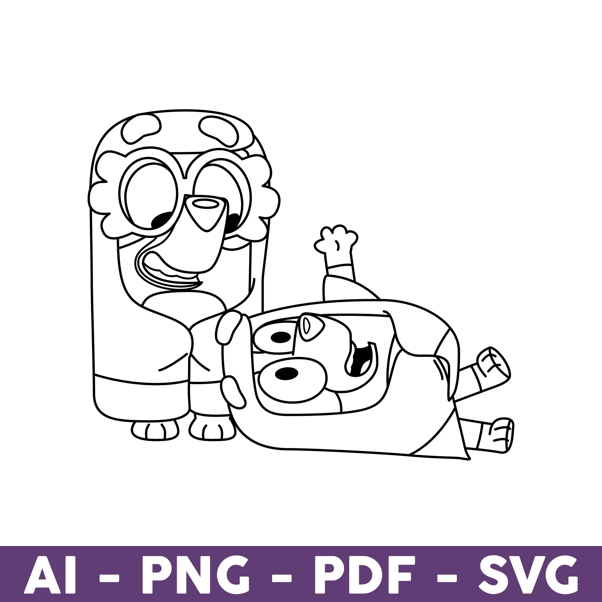 Granny rita and janet outline svg janet svg bluey svg dog