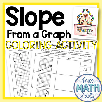 Finding slope from a graph worksheet winter math coloring activity