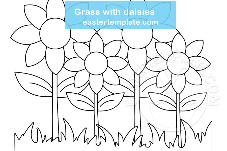 Grass with daisies coloring page