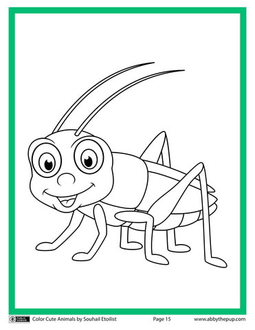 Cute grasshopper coloring page free printable coloring pages