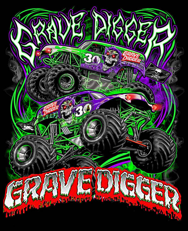 Monster jam grave digger monster truck art print by bettye ritchie