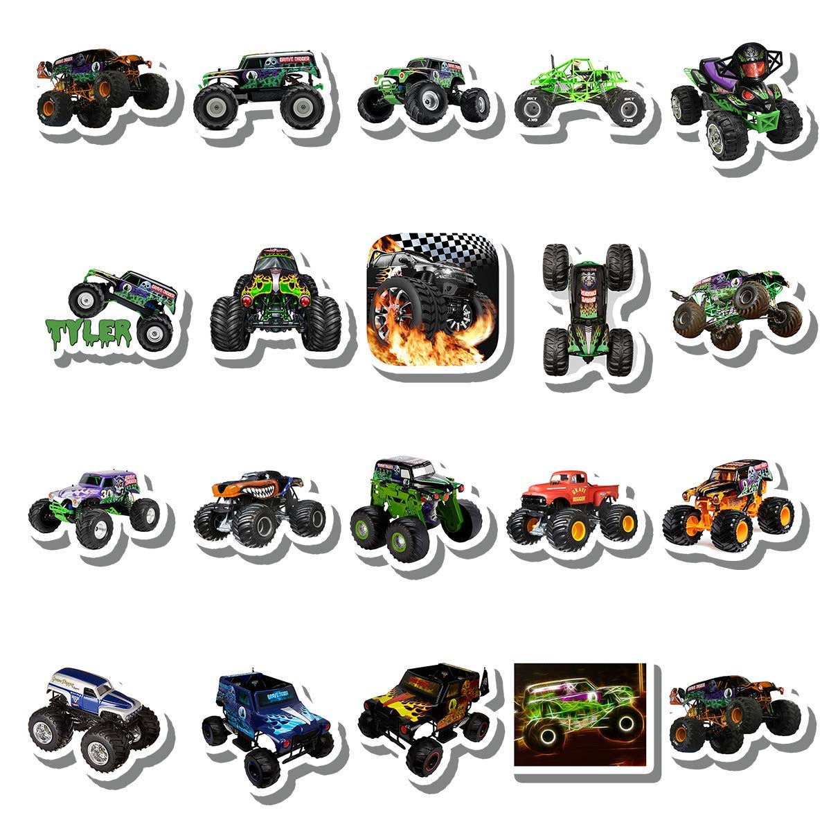 Pcs stickers pack grave aesthetic digger vinyl monster colorful truck waterproof for water bottle laptop bumper car bike luggage guitar skateboard electronics
