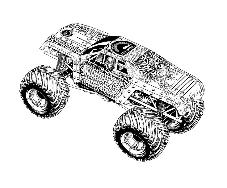 Monster truck grave digger coloring page