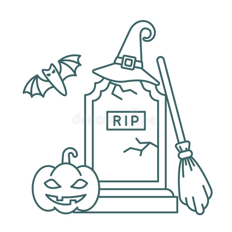 Halloween card with gravestone and pumpkin stock vector