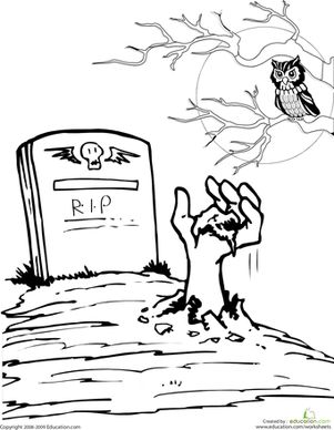 Color the spooky grave worksheet education halloween coloring pages halloween coloring scary halloween coloring pages