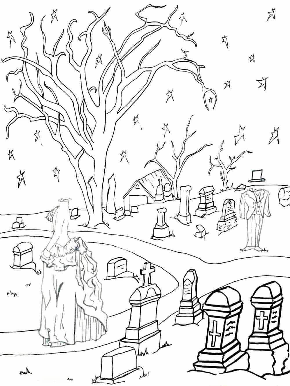 Cemetery coloring pages