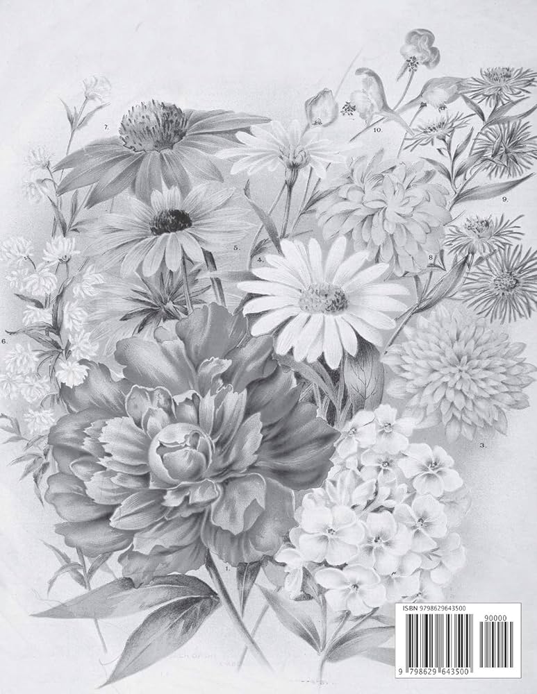 Fabulous flowers grayscale coloring book by press garden