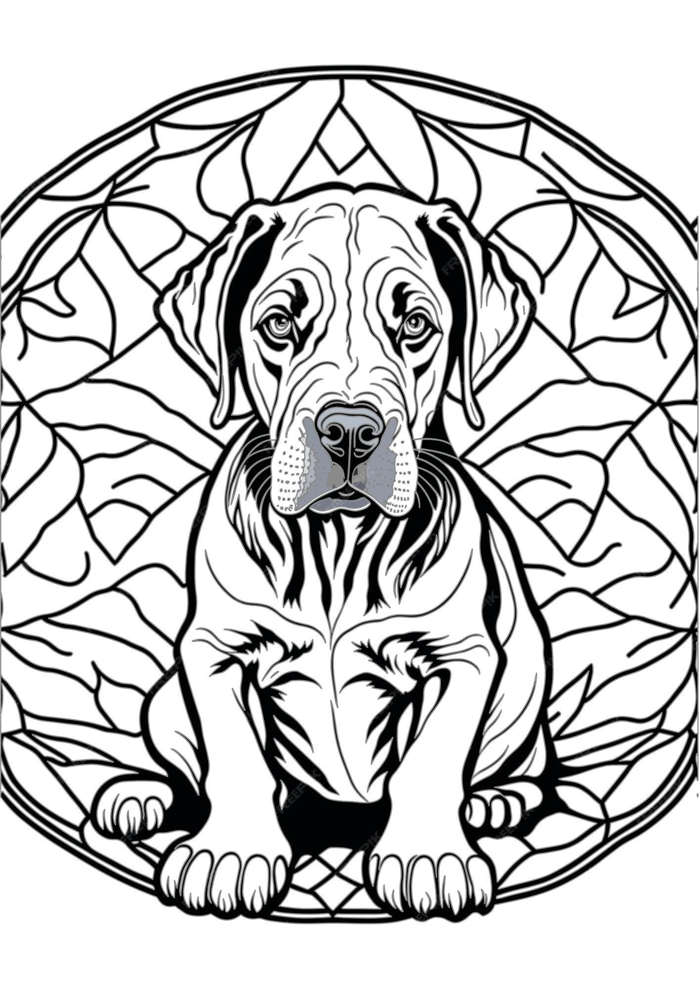 Premium vector vector dog outline coloring page coloring book illustration great dane