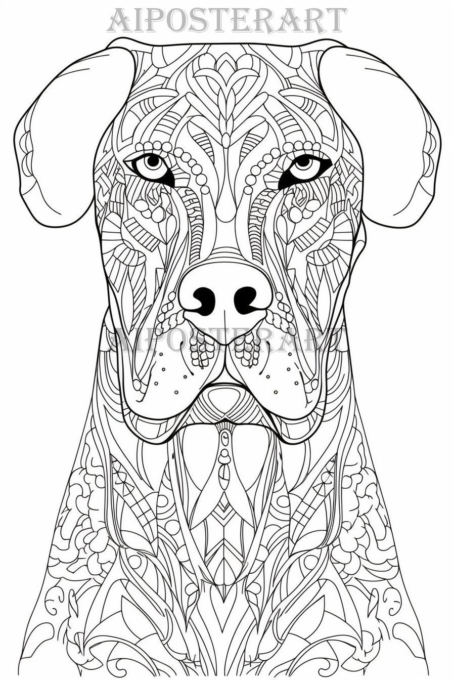 Great dane dog mandala coloring sheet for adults printable dog coloring page advanced coloring high res x pixels