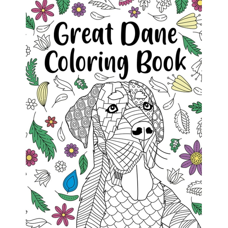 Great dane coloring book adult coloring book dog lover gift floral mandala coloring pages doodle animal kingdom dog mom pet owner gift paperback
