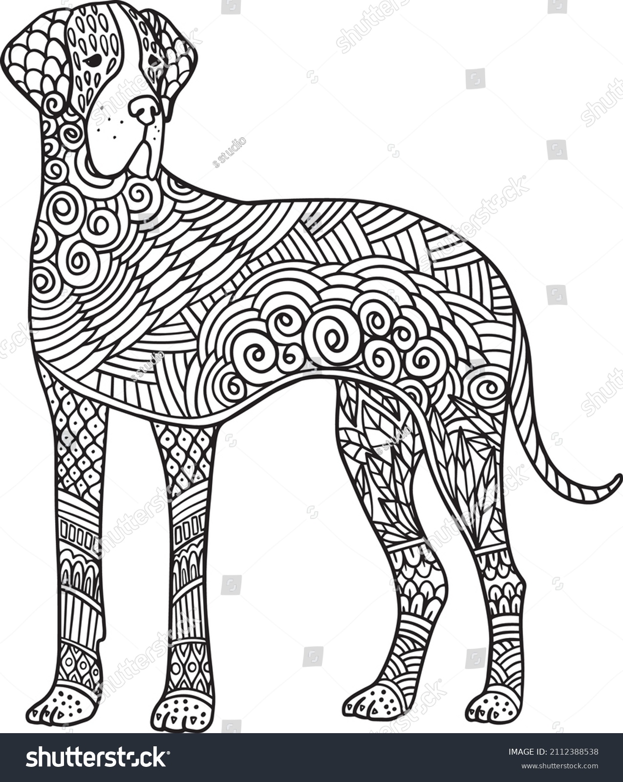 Hand drawn coloring pages great dane stock vector royalty free