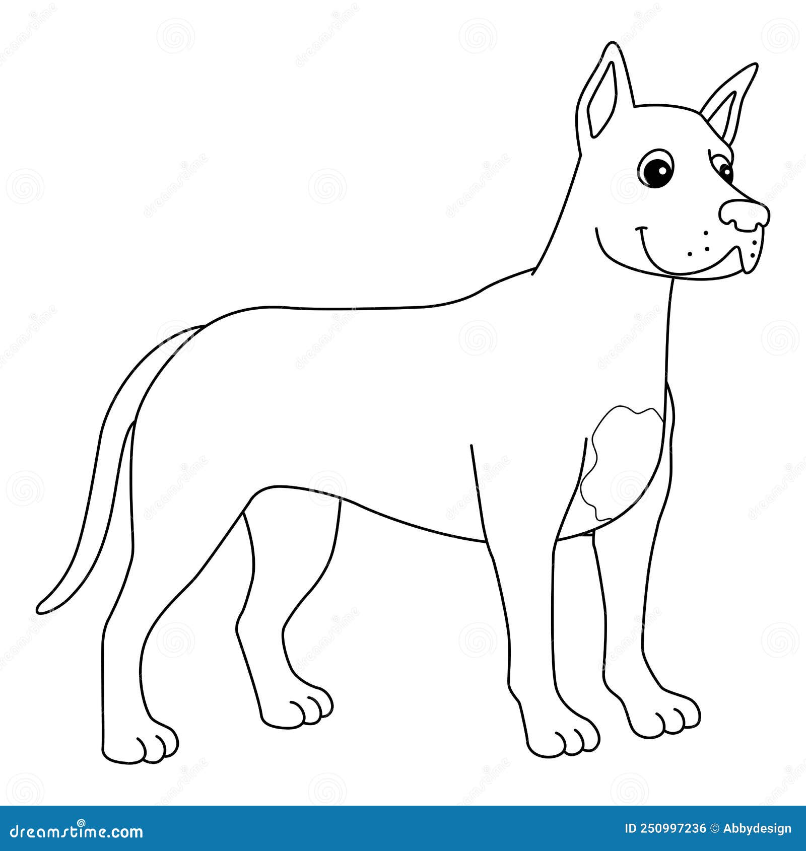 Great dane dog isolated coloring page for kids stock vector
