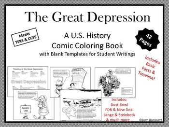 Great depression a us history ic coloring book tpt